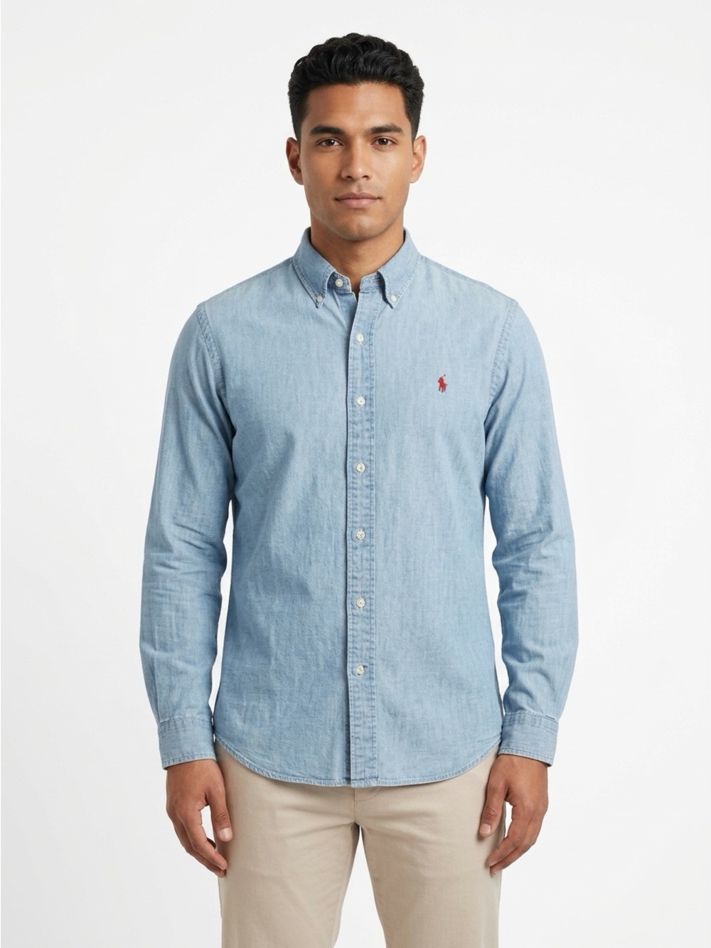 Ralph Lauren Classic Fit Shirt Embroidered Pony Cotton Light Blue XL